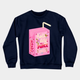 Juice box with hand lettering holiday juice. Cute festive winter holiday illustration. Bright colorful pink and blue greeting card. Crewneck Sweatshirt